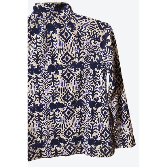 Lilly Pulitzer Women's Small 1/2 Zip Elephant Pattern Top Navy White - Picture 8 of 12